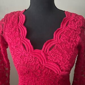 Suzy Shier red lace dress